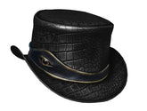 Black Steampunk Leather Top Hat